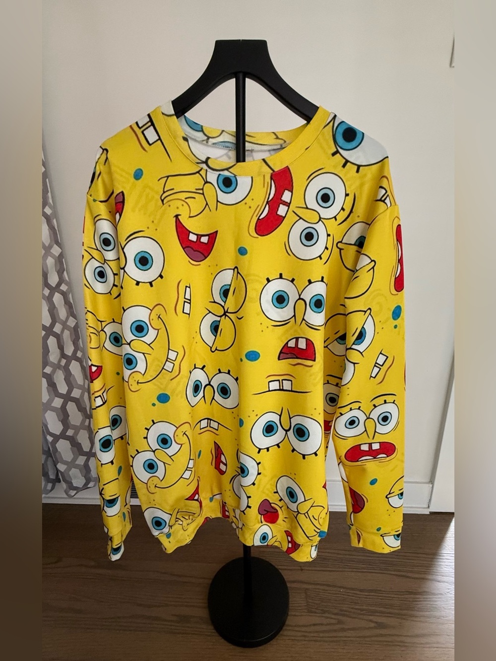 Vintage Yellow SpongeFace Graphic Cardigan Sweater